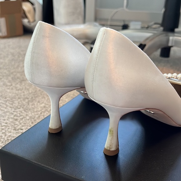 Badgley Mischka Fabia D’Orsay White Satin Heels - Picture 5 of 7